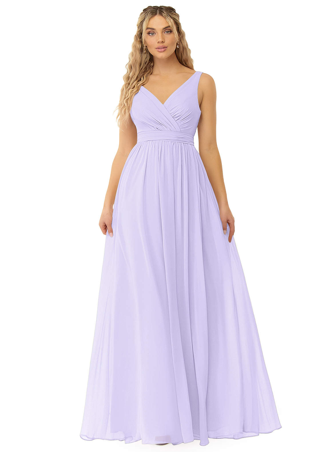 Azazie Kora Bridesmaid Dresses Lilac A-Line Pleated Chiffon Dress image1