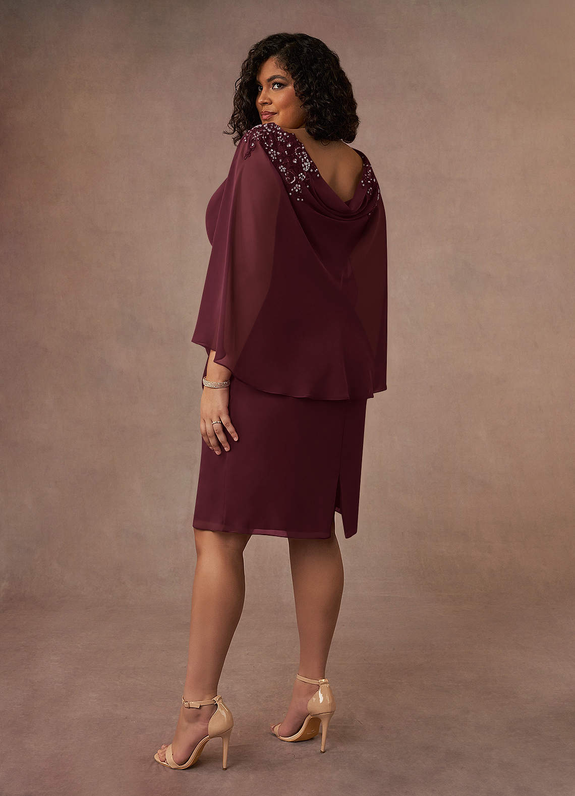 Azazie Carmela Mother of the Bride Dresses Cabernet Sheath Lace Chiffon Dress image9