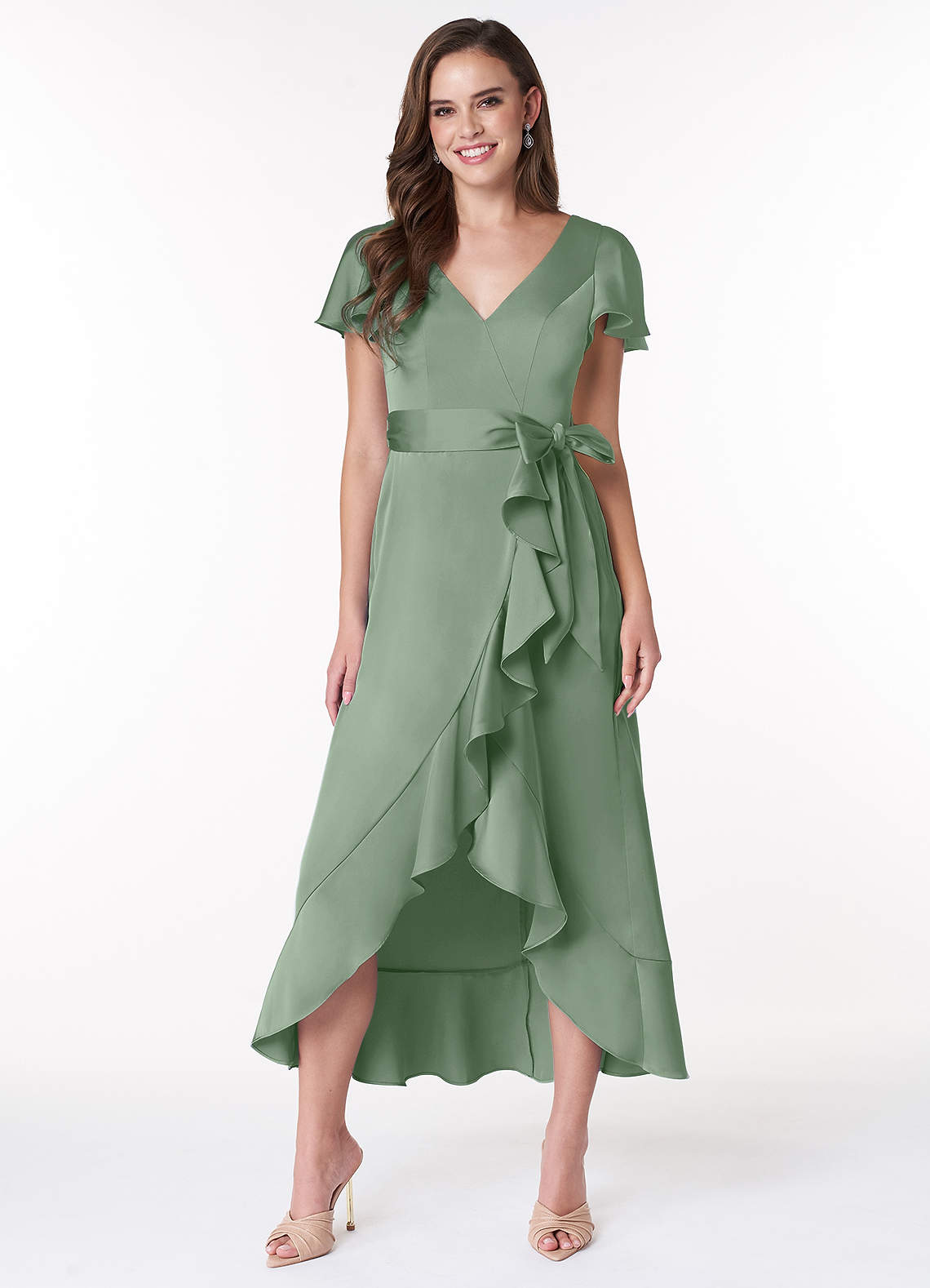 Azazie Lexis Stretch Satin Dress Final Sale image1