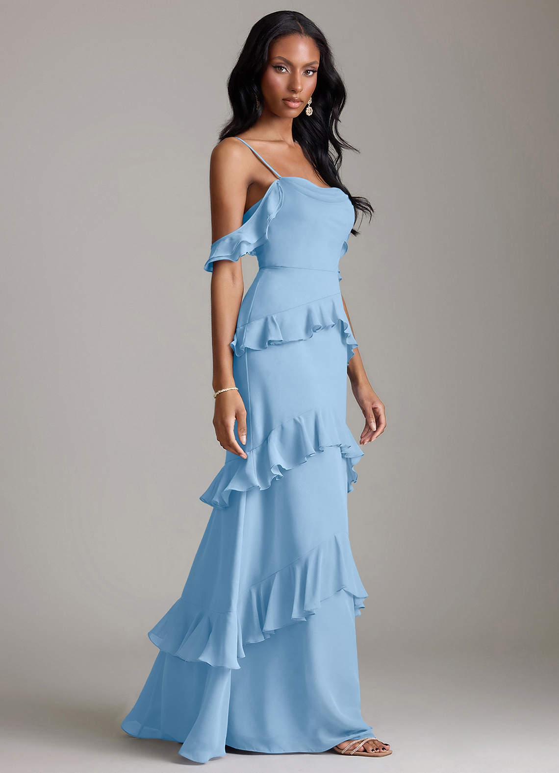 blue tie dress Shiny Sweetheart Neck Off Shoulder Light Blue Long Prom Dresses, Off the Shoulder Blue Formal Dresses, US 2 / Custom Color / With Rush+$19.99 main image 1