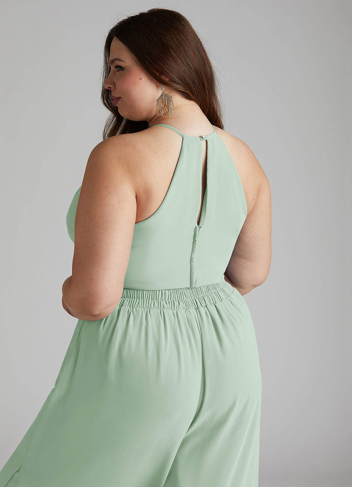 Azazie Kenzi Jumpsuit Agave Chiffon Bridesmaid Dresses | Azazie