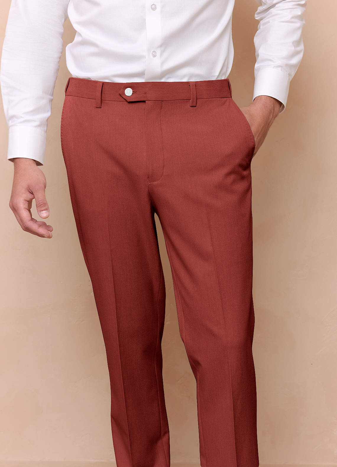 front James Terracotta Structured Stretch Dress Pants