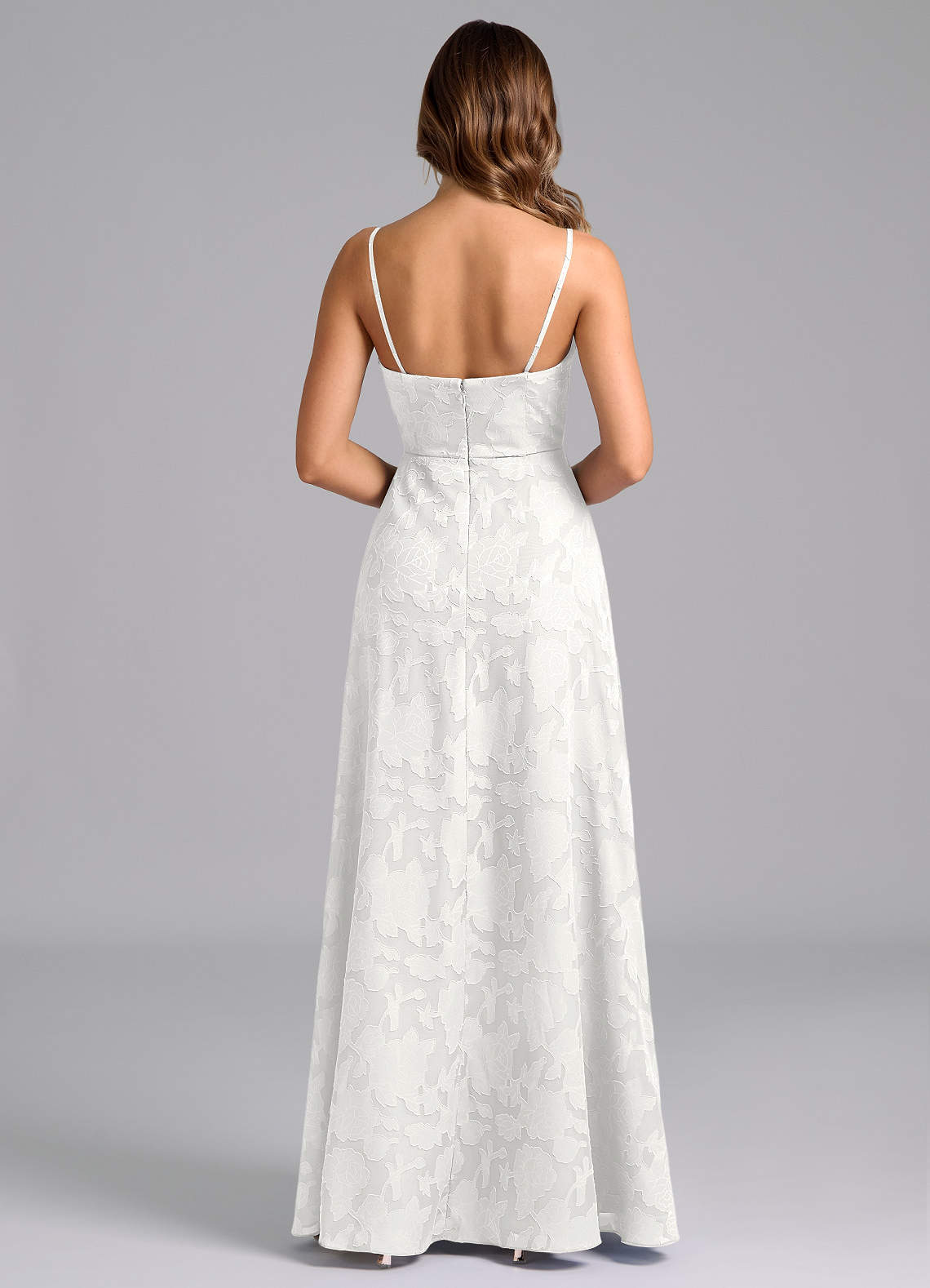 Azazie Wren Bridesmaid Dresses White A-Line Strapless Floral Burnout Dress image5