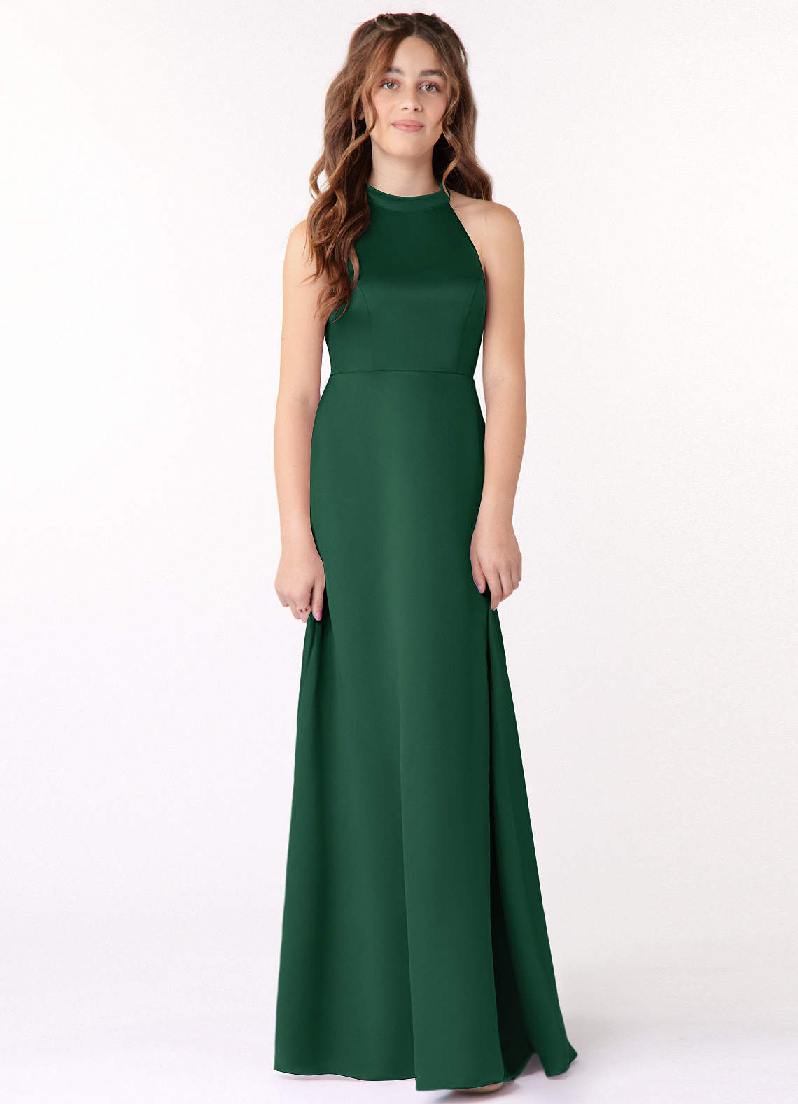 Azazie Laurel Junior Ready to Ship Bridesmaid Dress in Dark Green | Azazie