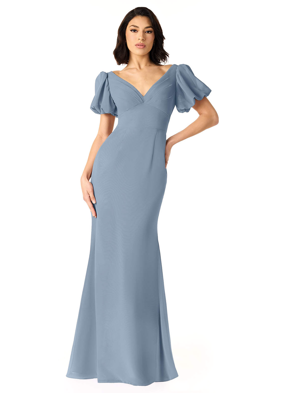 Dusty Blue Azazie Sadie Bridesmaid Dresses | Azazie