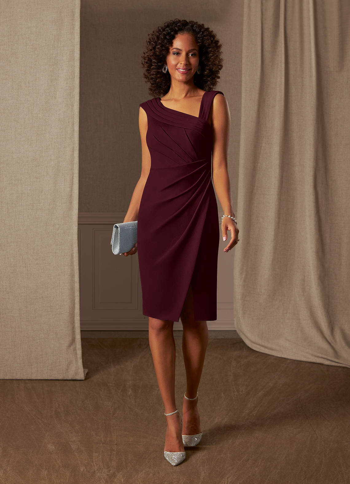 Azazie Cecily vestidos de madre de la novia Vestido de Cabernet de Crepé elástico de Recto image1