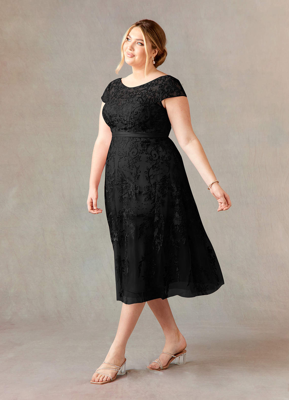 Azazie Sanna Black A-Line Scoop Lace Tulle Dress Ready to Ship | Azazie Azazie Sanna Black A-Line Scoop Lace Tulle Dress Ready to Ship | Azazie