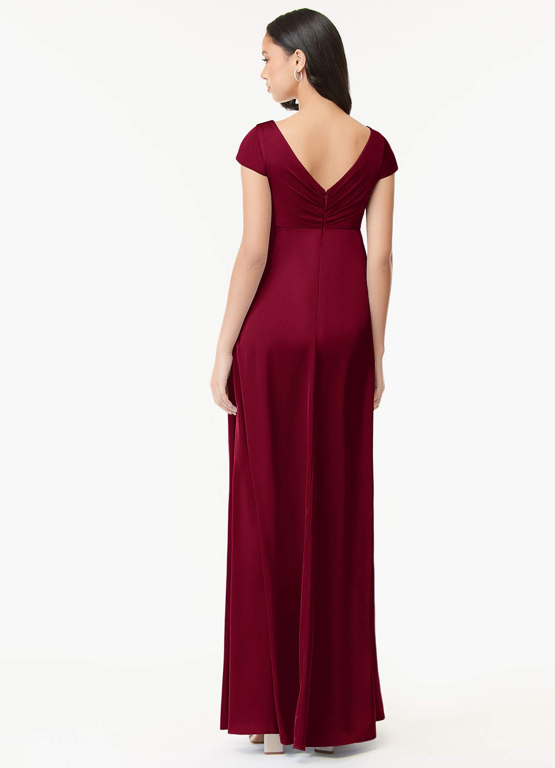 Azazie Allessia vestidos de dama de honor de maternidad Vestido de Corte En A Plisado Hasta el suelo Satén Elástico image1