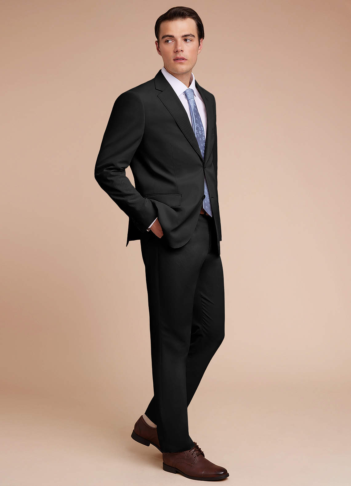 front Carter Black Cotton Linen Blend Suit Jacket