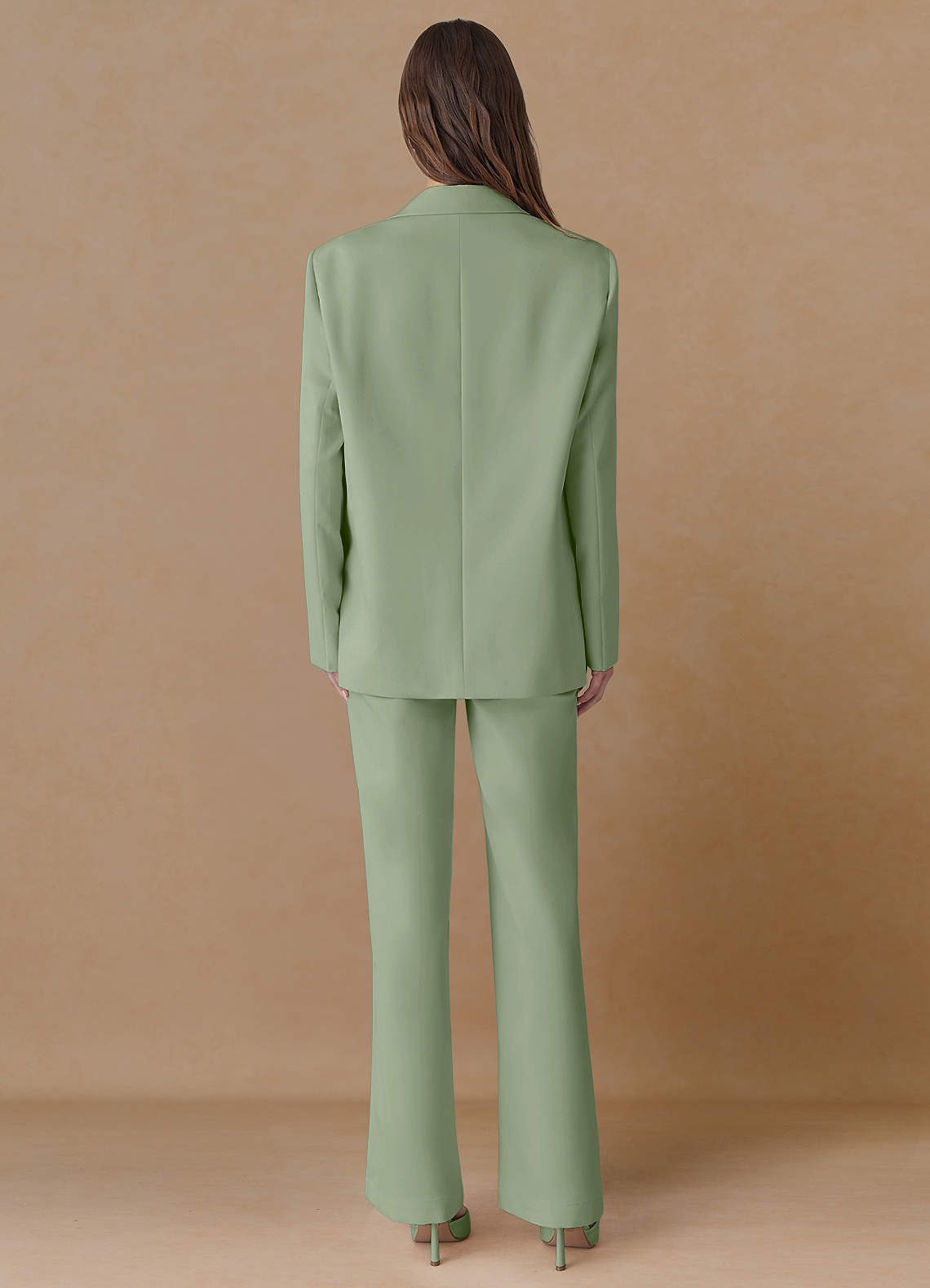 front Marina Dusty Sage Refined Weave Straight-Leg Pants