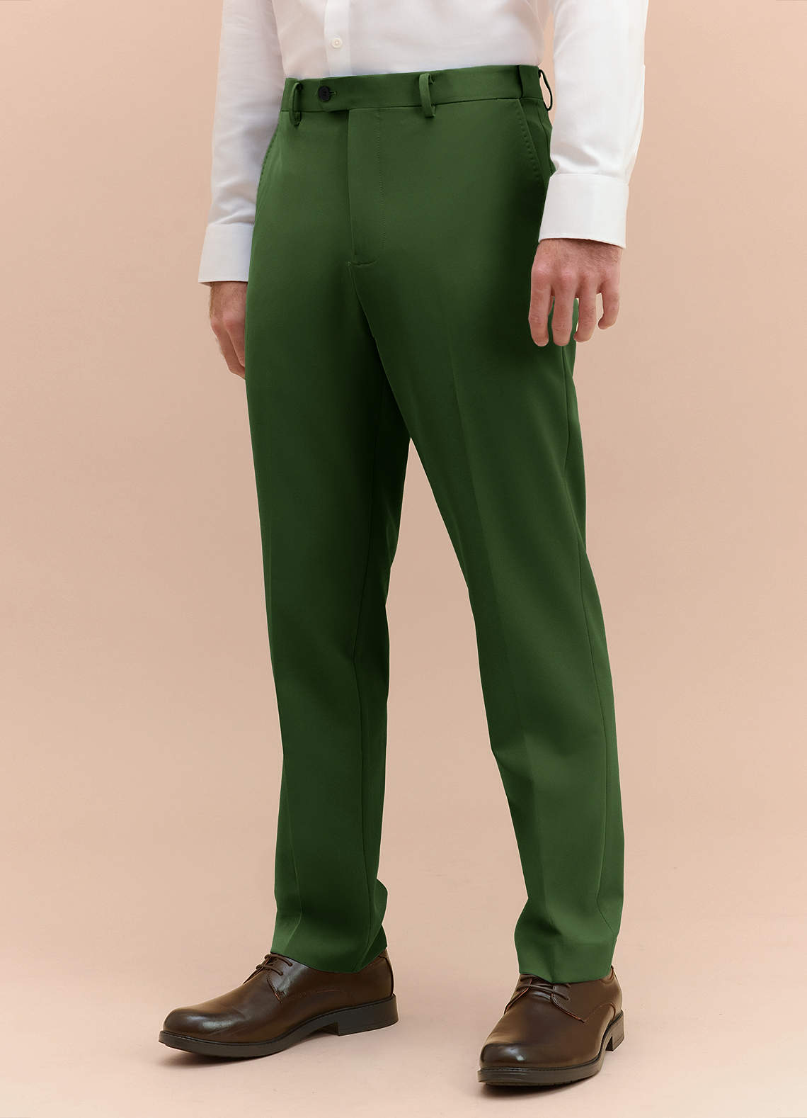 front James Olive Structured Stretch Dress Pants