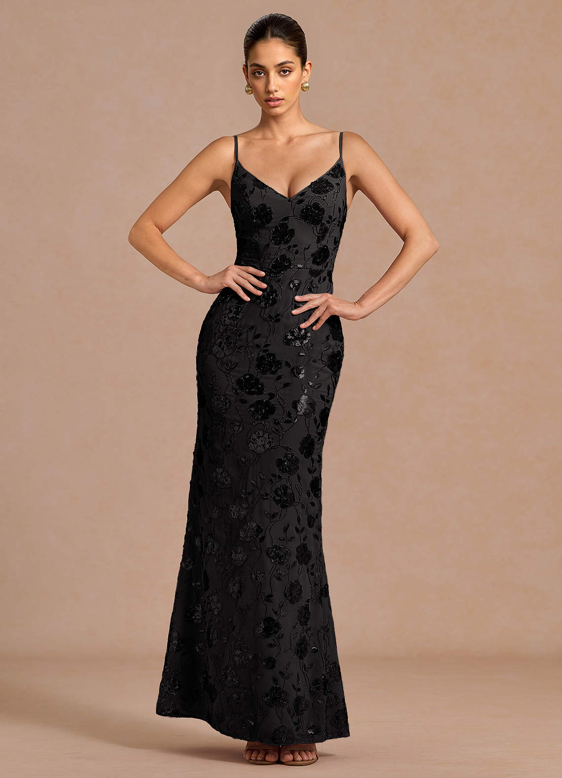 Shine Black Sequins Maxi Dress | Azazie