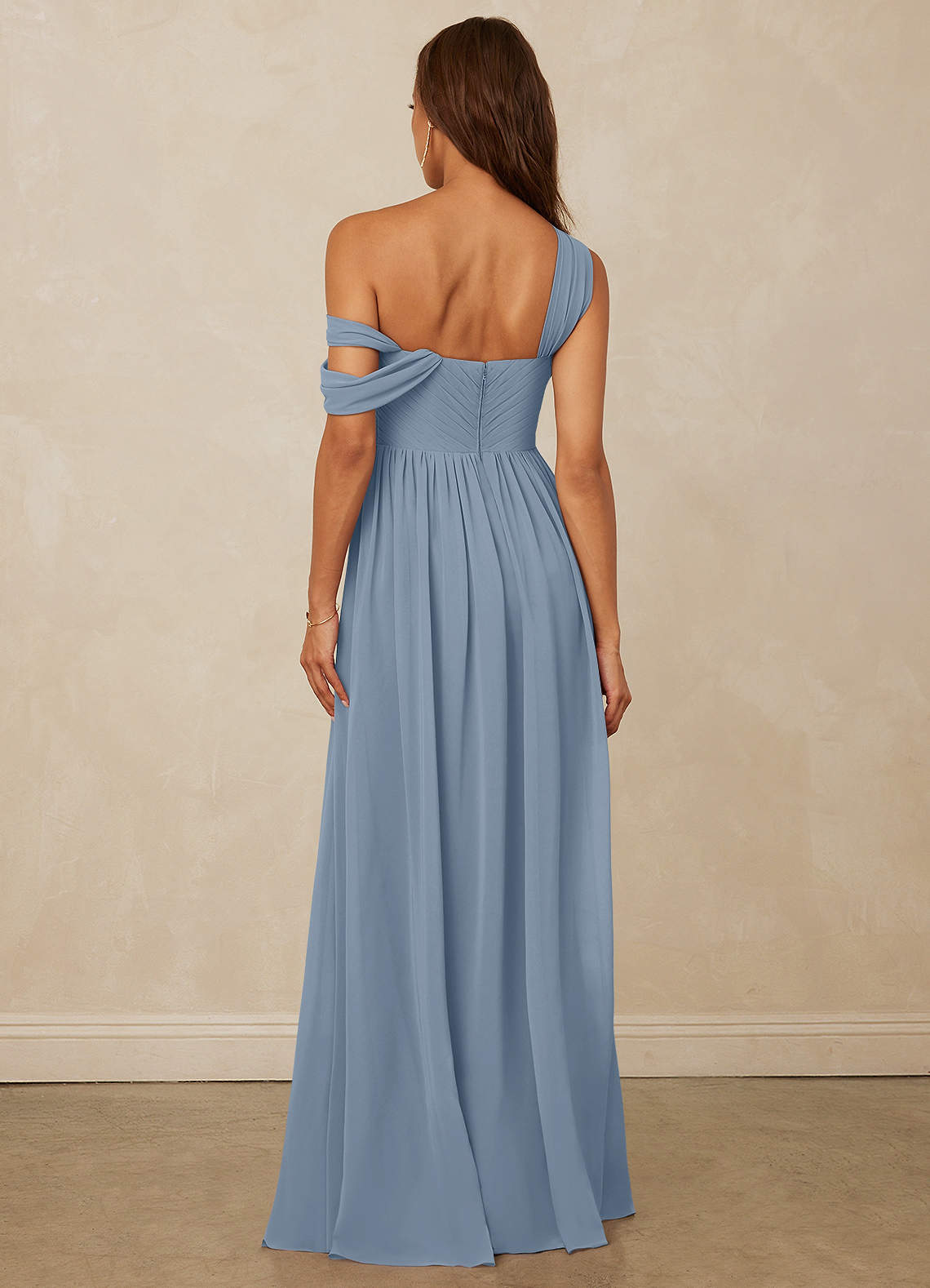 Christian Siriano Bridal for Azazie 1014 Bridesmaid Dresses Draped One-Shoulder Chiffon A-line Dress image2