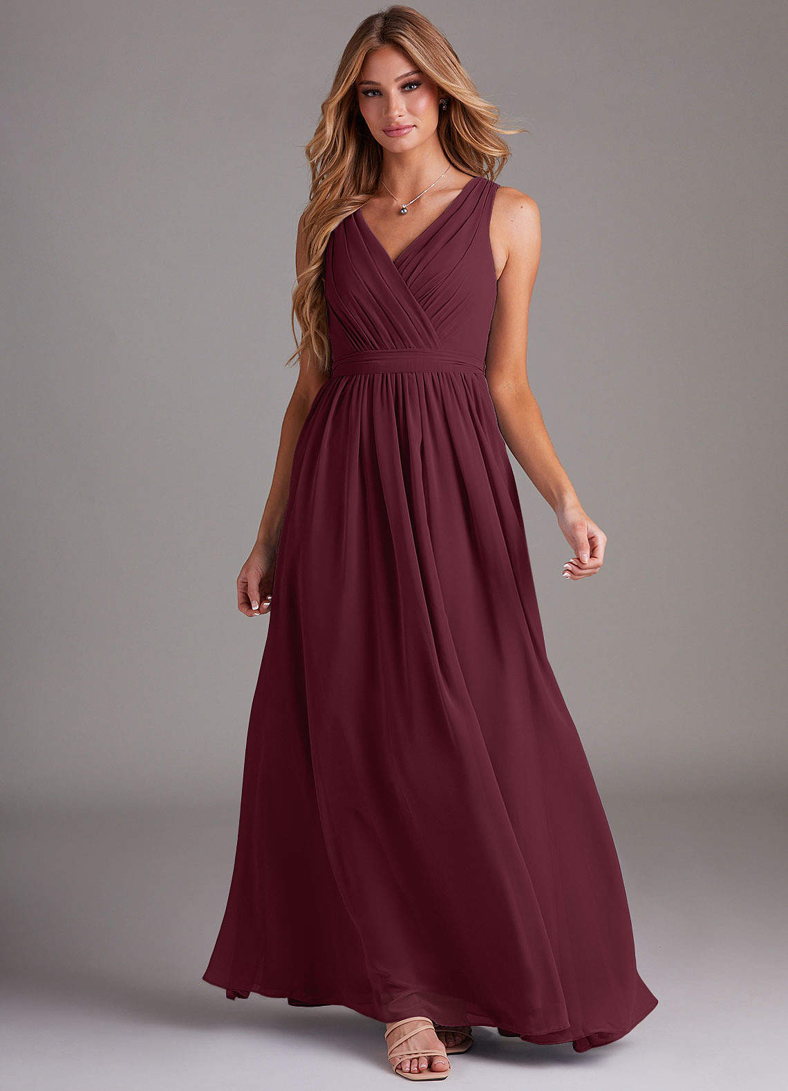 Azazie Kingsley Bridesmaid Dresses Cabernet A-Line Lace Chiffon Dress image2