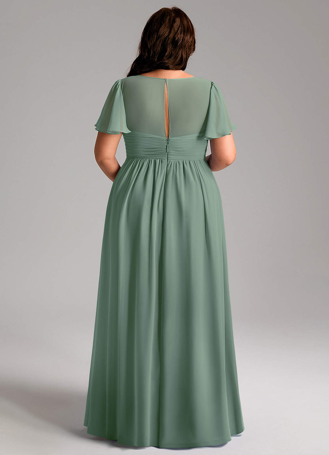 Azazie Verna Maternity Bridesmaid Dresses A-Line V-Neck Ruched Chiffon Floor-Length Dress image11