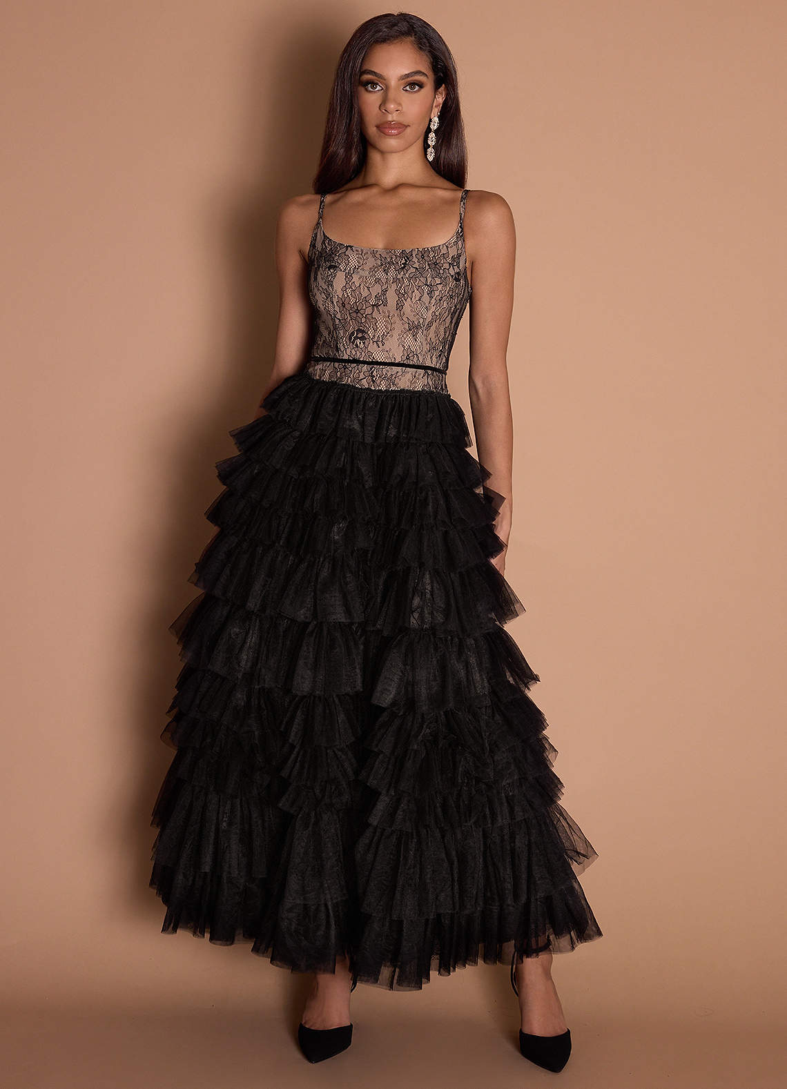 Leia Black Ruffle Maxi Dress image1