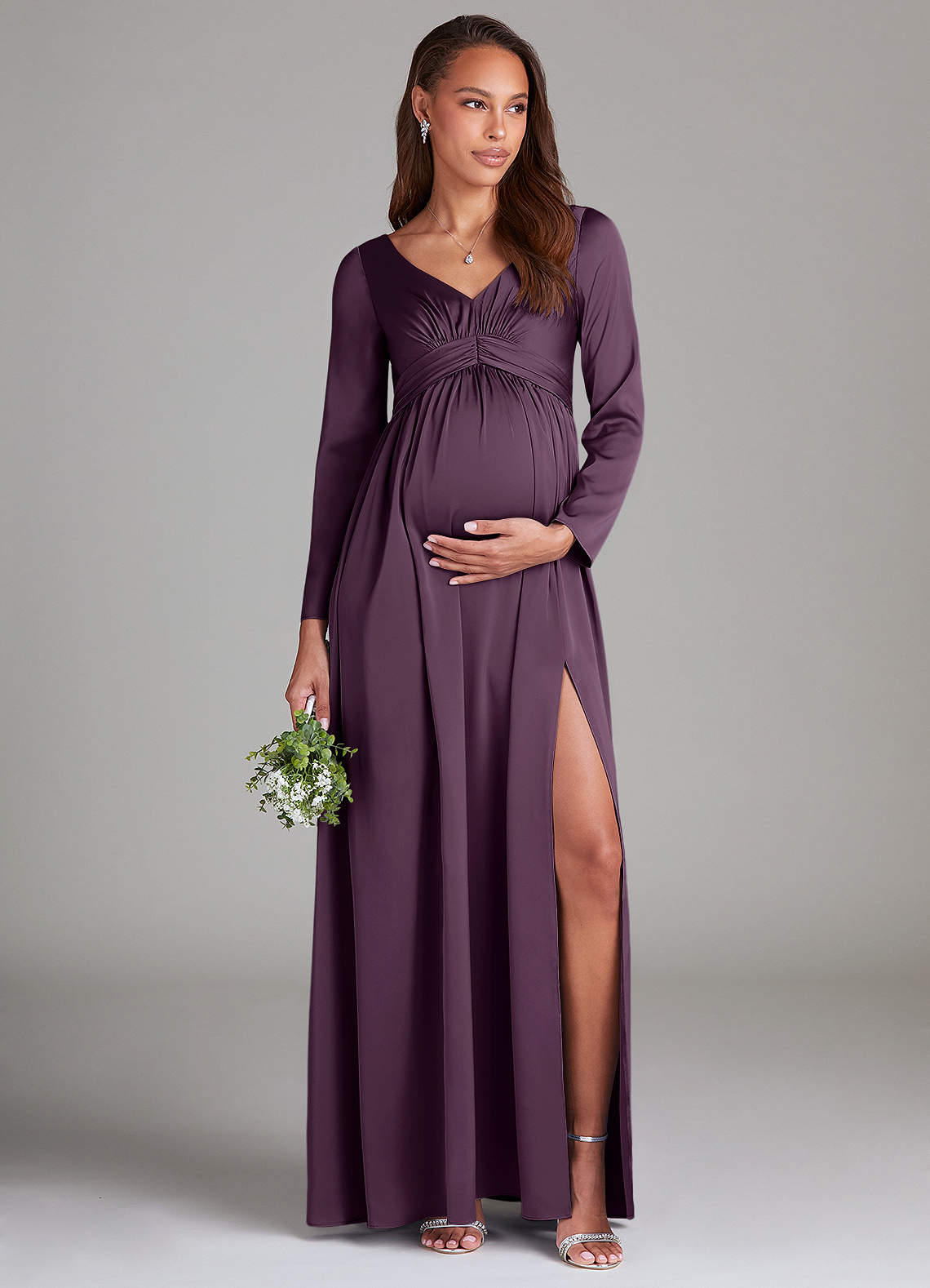 plum off the shoulder bridesmaid dress KissProm