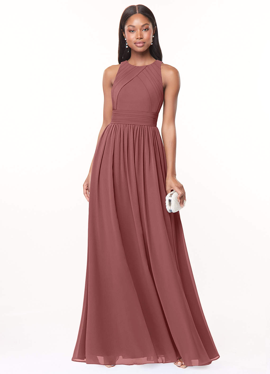 Azazie Harper Brautjungfernkleider A-Linie Plissee Chiffon Kleid Amethyst image1