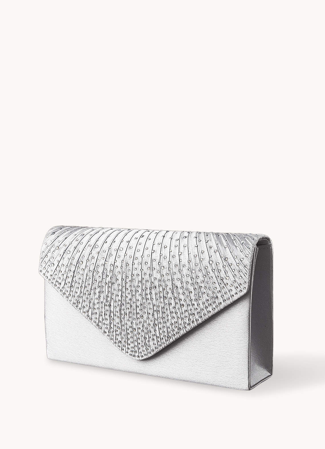 front Rhinestone Satin Clutch Bag