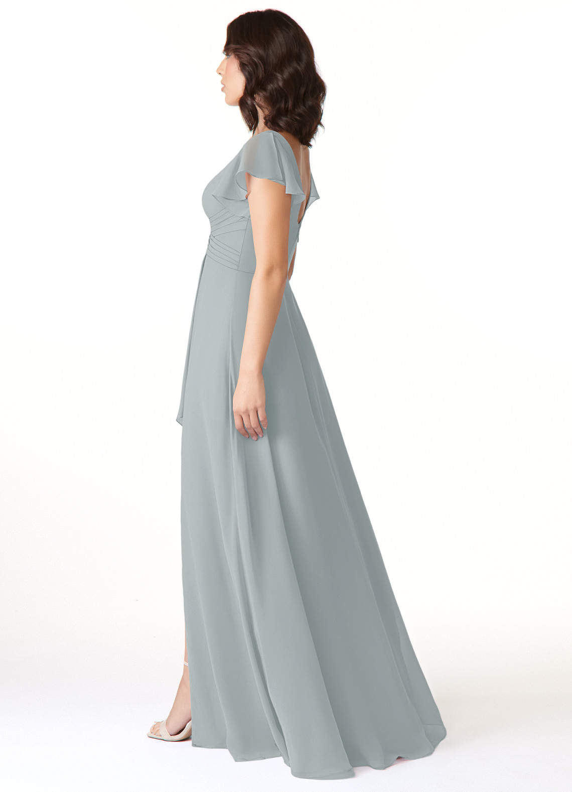 Azazie Omari Bridesmaid Dresses Dolphin Grey A-Line Chiffon Dress image2