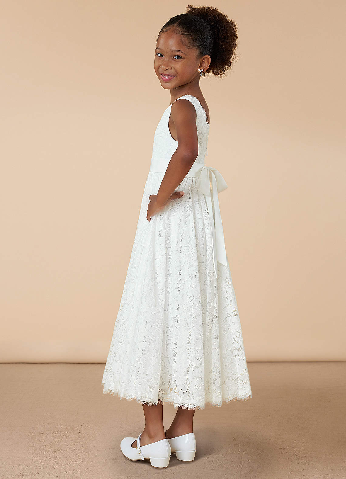 Azazie Mollie Flower Girl Dresses A-Line Lace Ankle-Length Dress image1