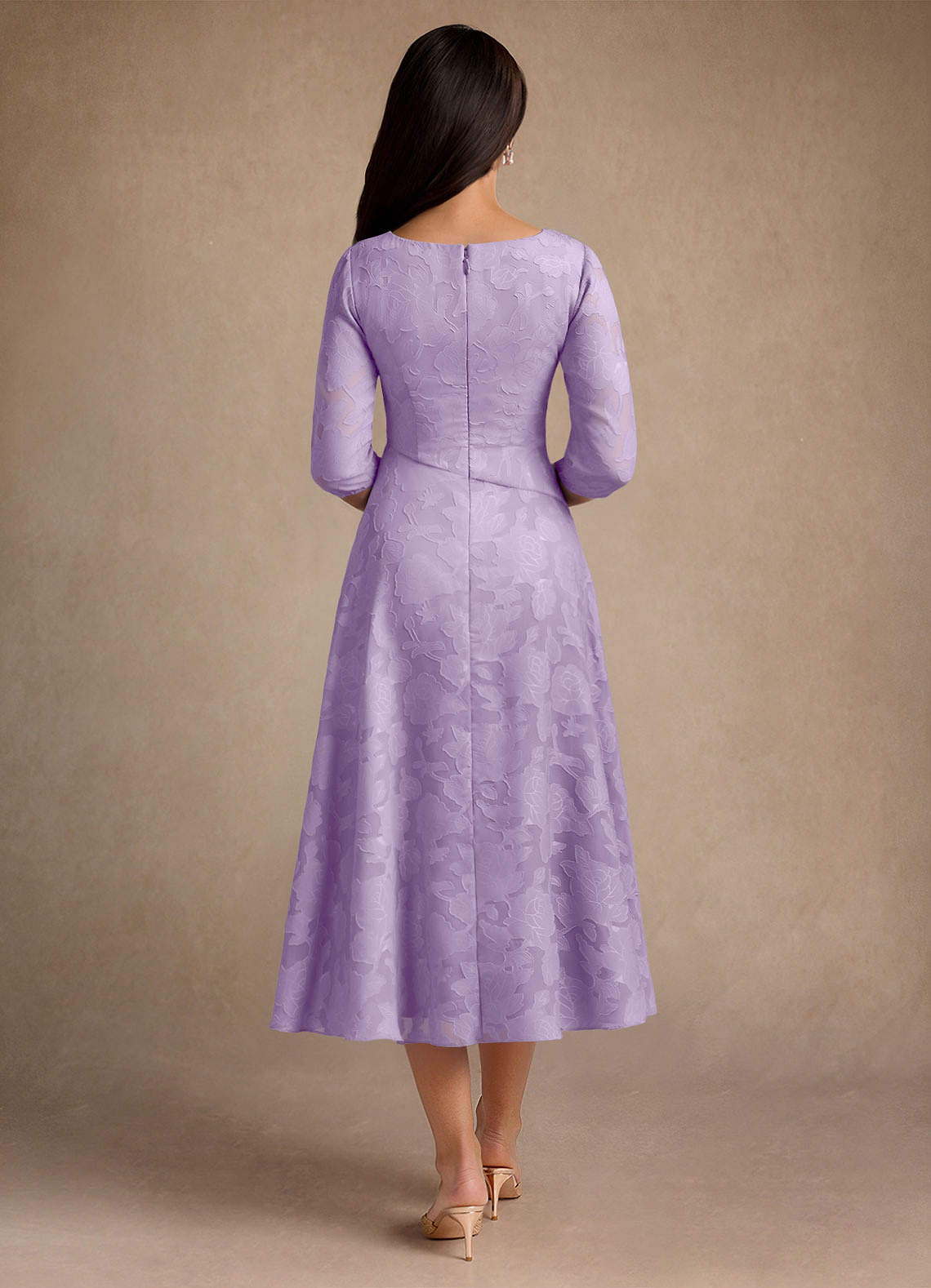 Azazie Durant Mother of the Bride Dresses Lilac A-Line Pleated Floral Burnout Dress image2