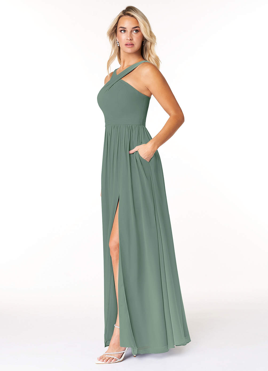 Kleid Eukalyptus Grun Lang