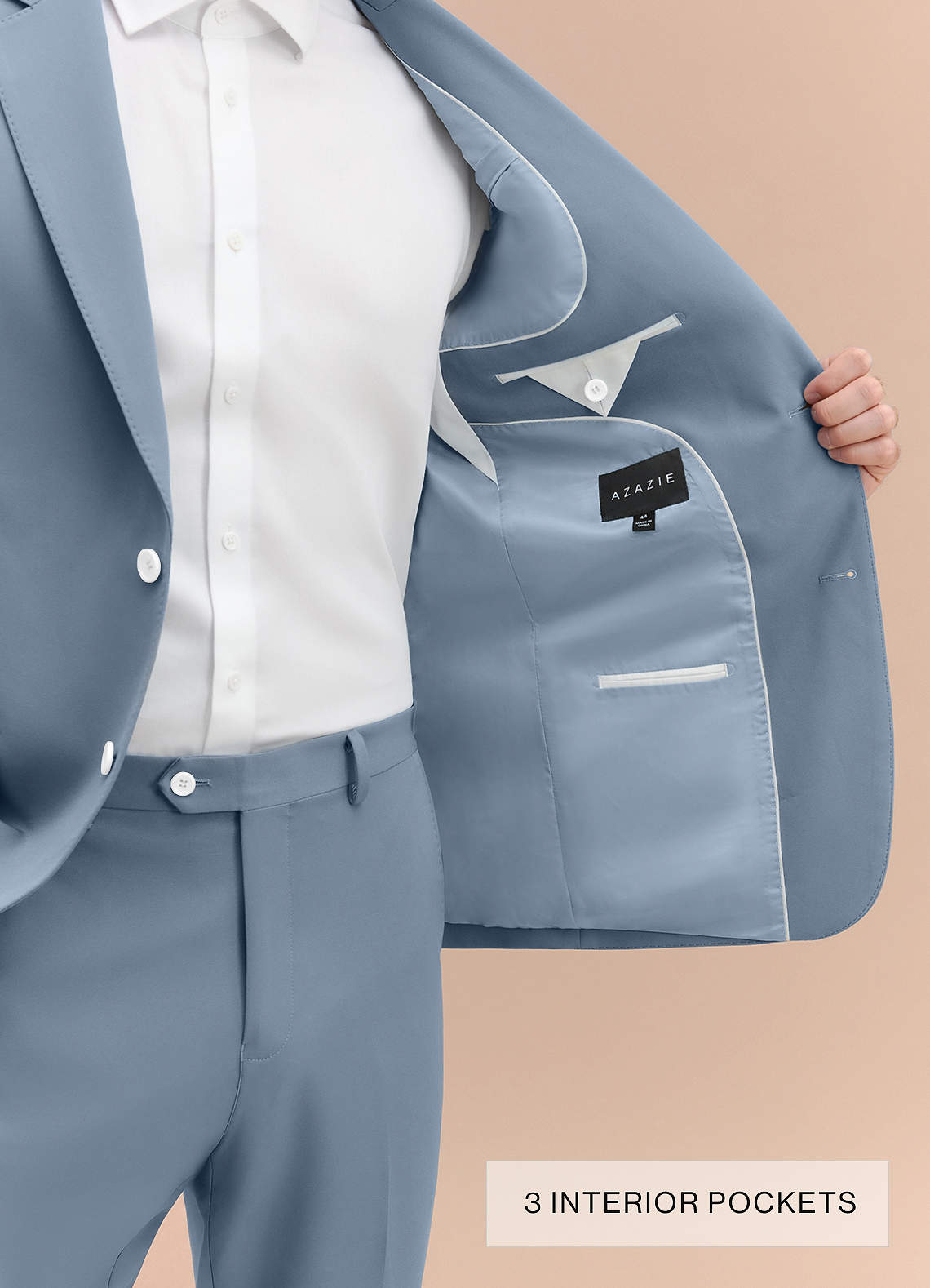 front Ethan Dusty Blue Refined Weave Performance Suit