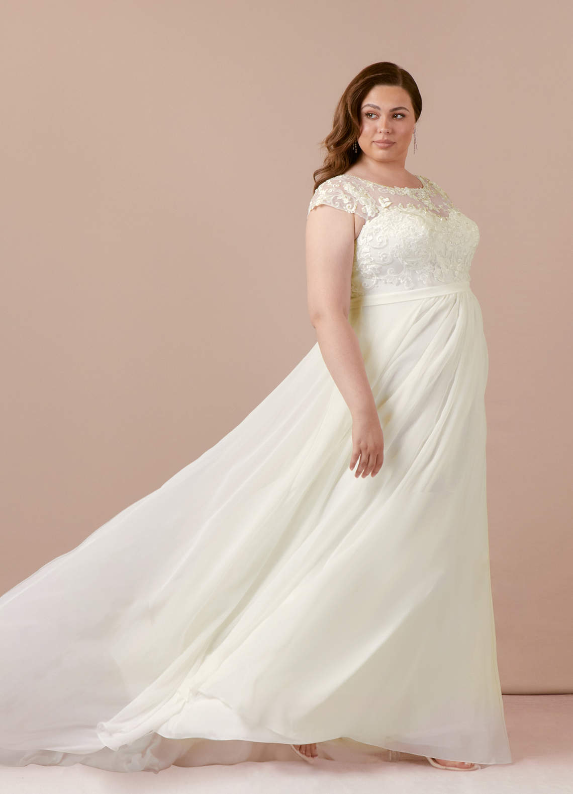 Azazie Brynslee Vestidos de novia Vestido de Crema de Gasa de Corte en A con Scoop Lentejuelas image12