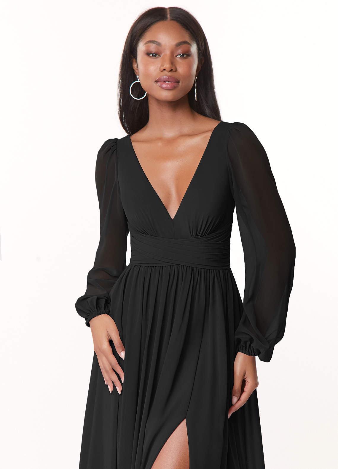 Black v neck outlet bridesmaid dress