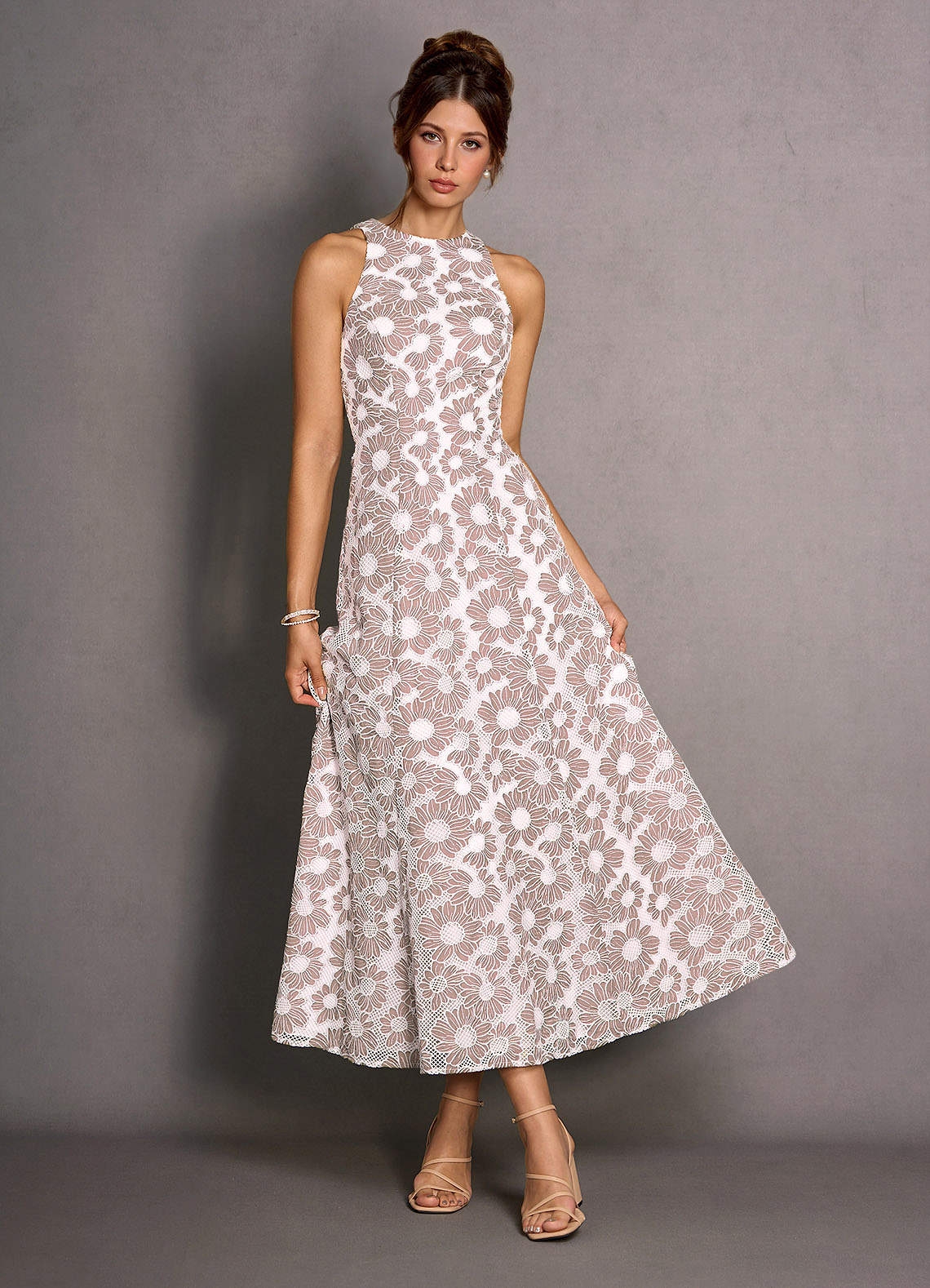 maxi dressed Boho Long Summer Sundress – Off-Shoulder Slit Skirt Floral Maxi Dress in White | Women's Boho Fashion | XS