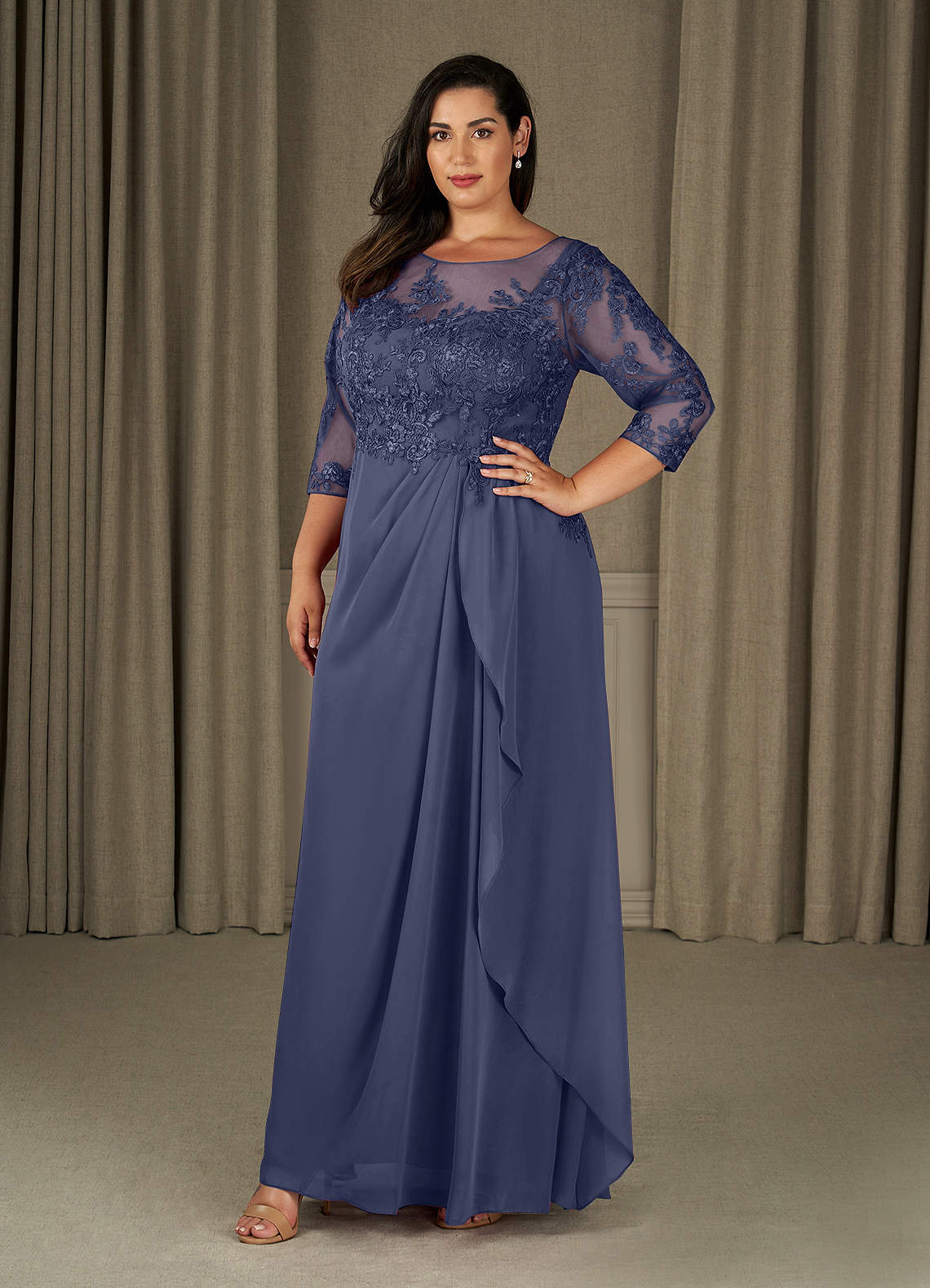 Azazie Calanthe Mother of the Bride Dresses Stormy A-Line Scoop Chiffon Dress image1
