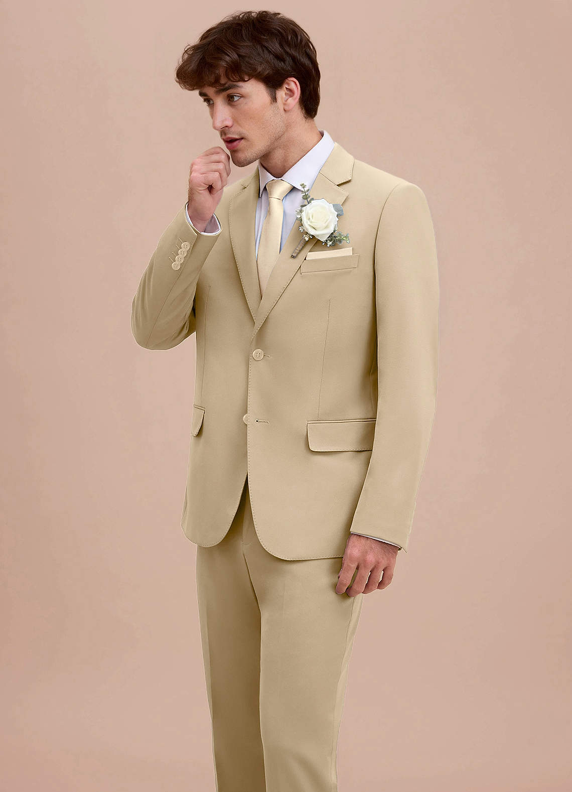 front Ethan Champagne Refined Weave Performance Suit Jacket