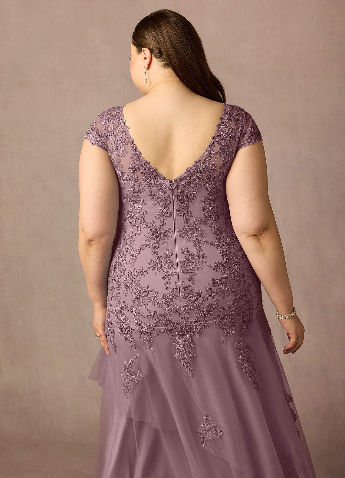 Azazie Romy Final Sale Dusty Rose Mermaid V-Neck Sequins Tulle Dress image11