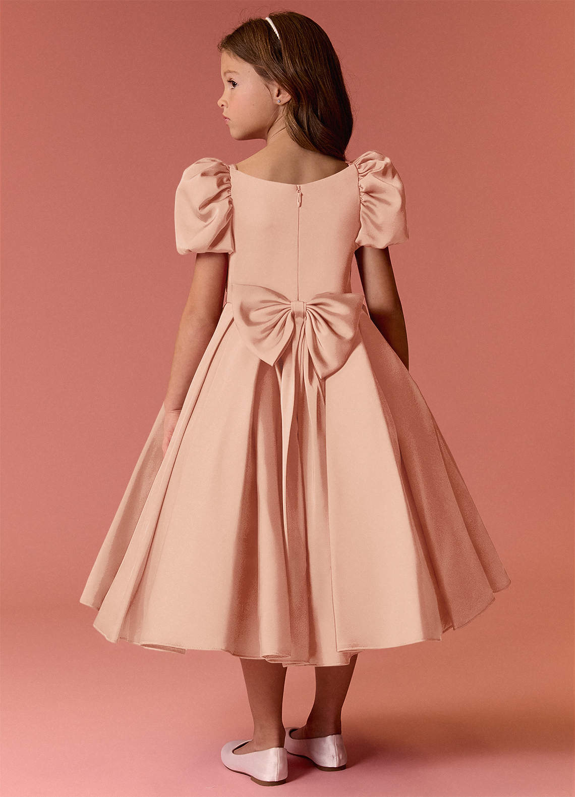 Barbie ♥ Azazie Flower Girl Dresses English Rose Ball-Gown Sweetheart Neckline Stretch Satin Dress image1