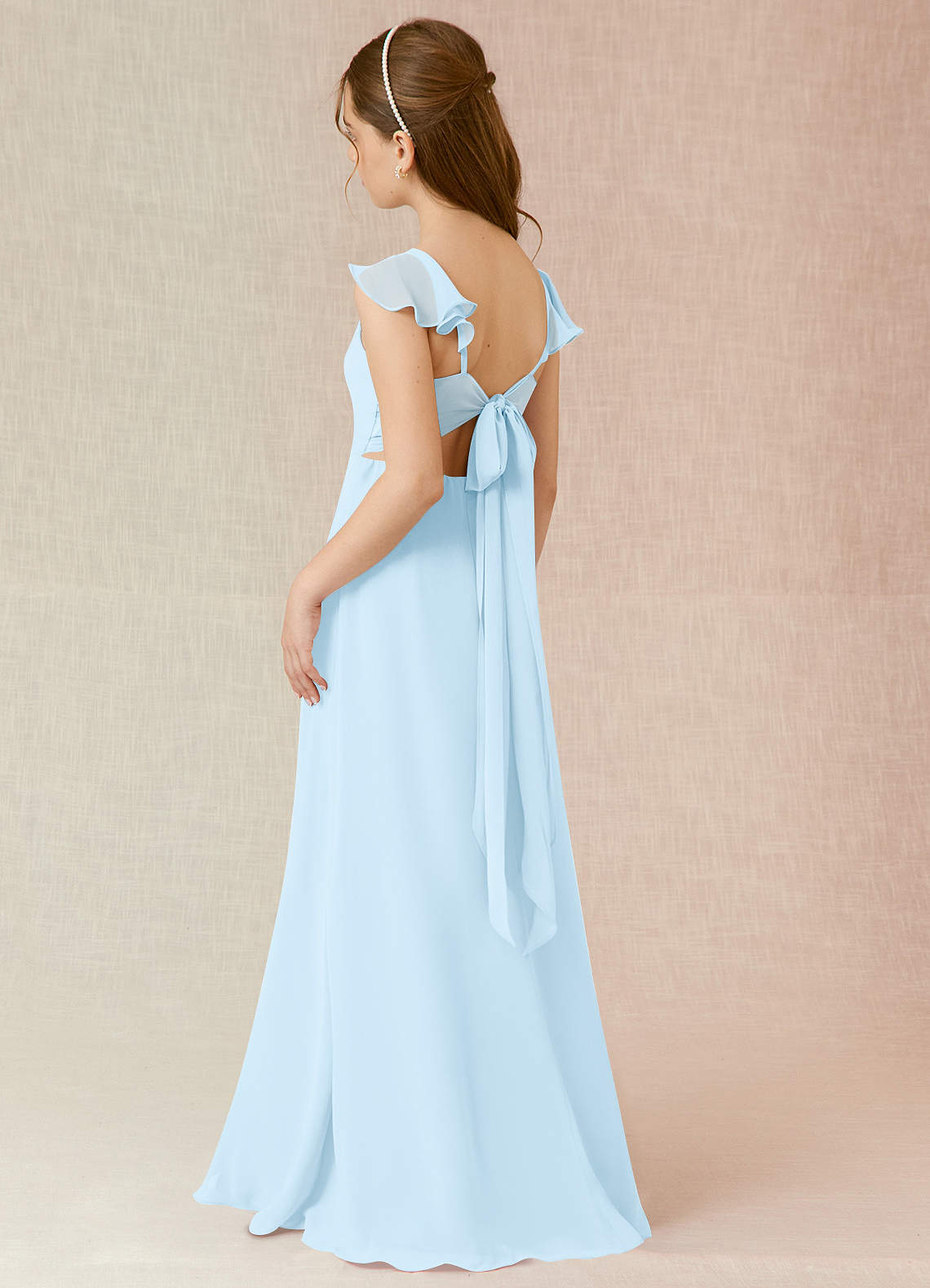 Azazie Everett Junior Sky Blue A-Line Chiffon Dress image3