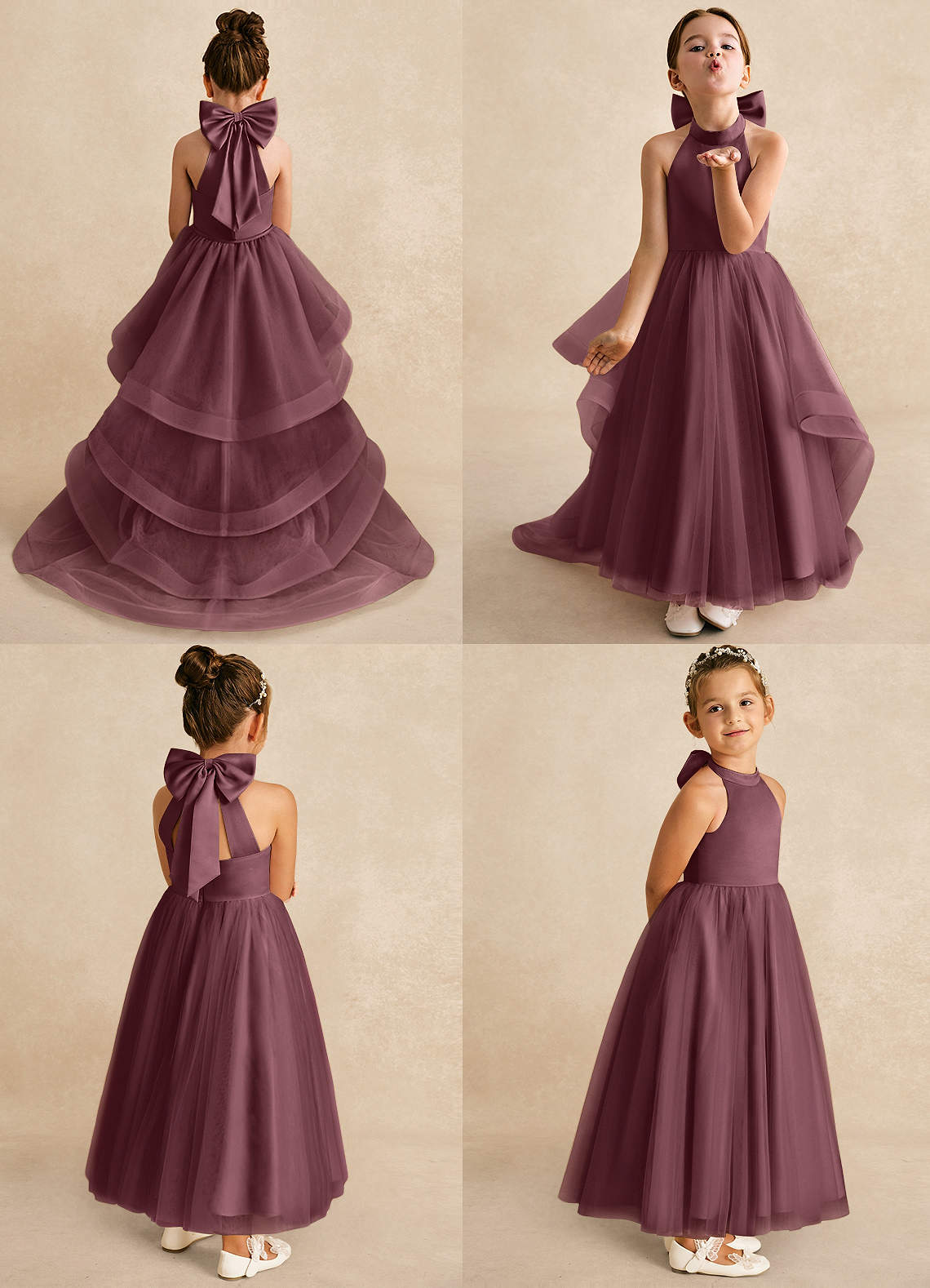Azazie Bev Flower Girl Dresses Sangria A-Line Convertible Tulle Dress image1