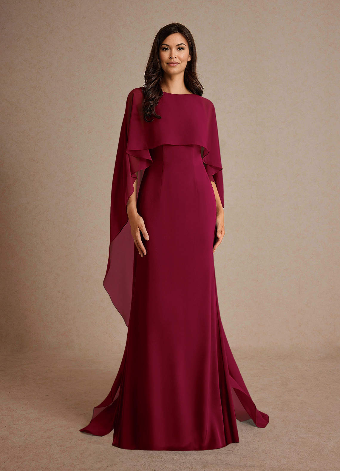 Azazie Milfred vestidos de madre de la novia Vestido de Borgoña de Satén Elástico de Recto con Cuello de barco image4