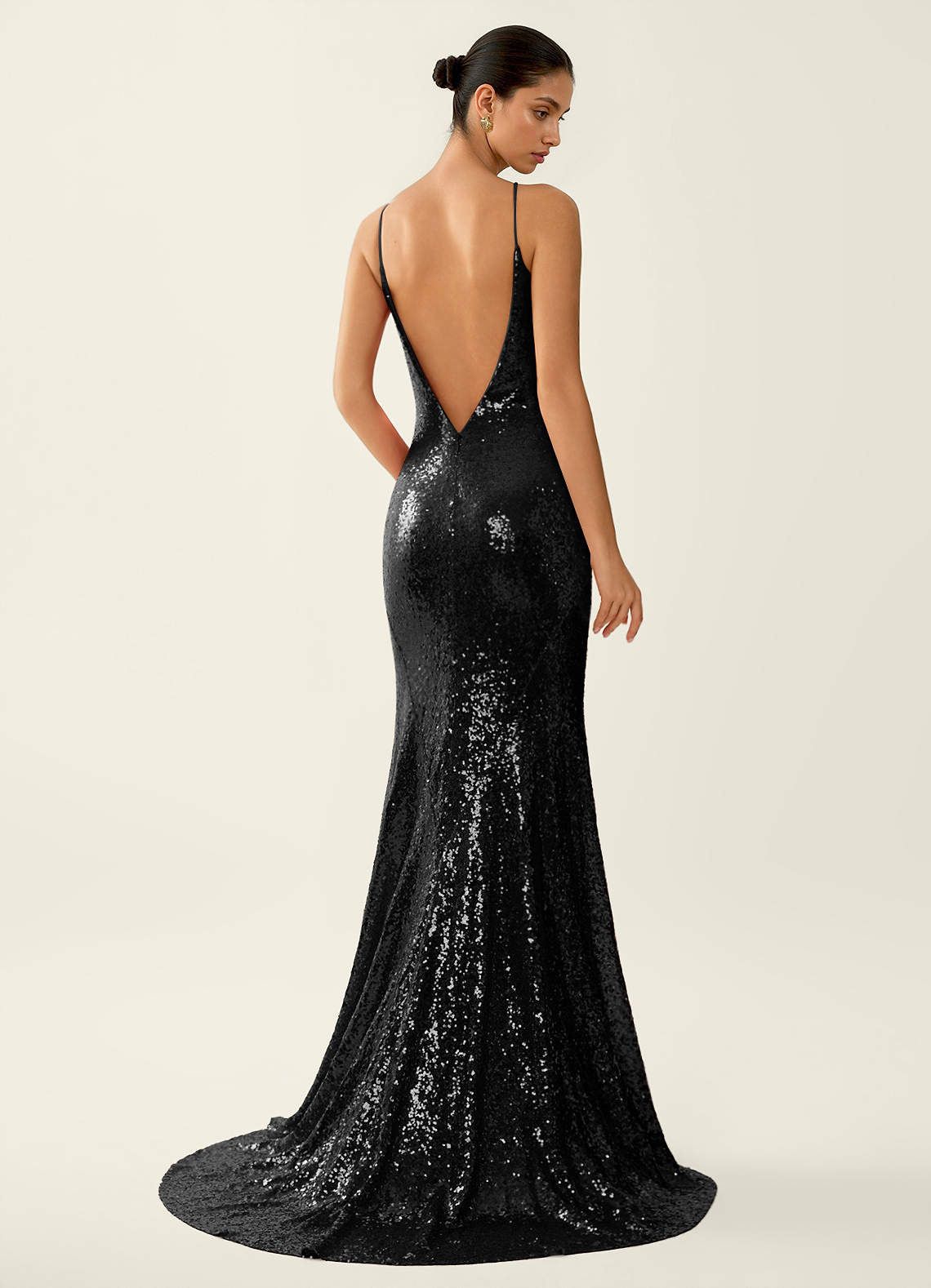 black sparkly open back dress Open-back Long Prom Dress in Sequin Tulle
