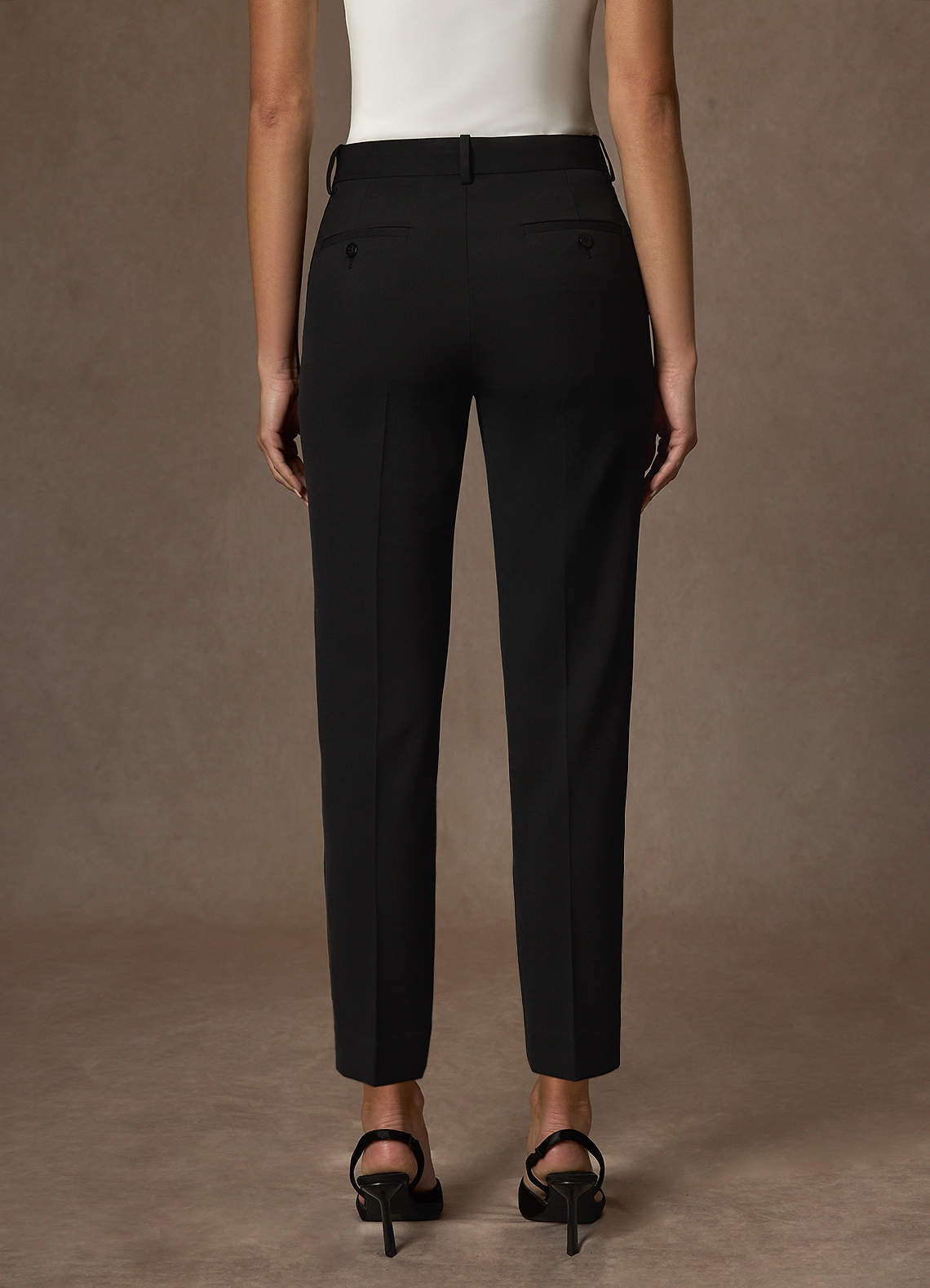 front Victoria Black Refined Weave Full Length Dress Pants