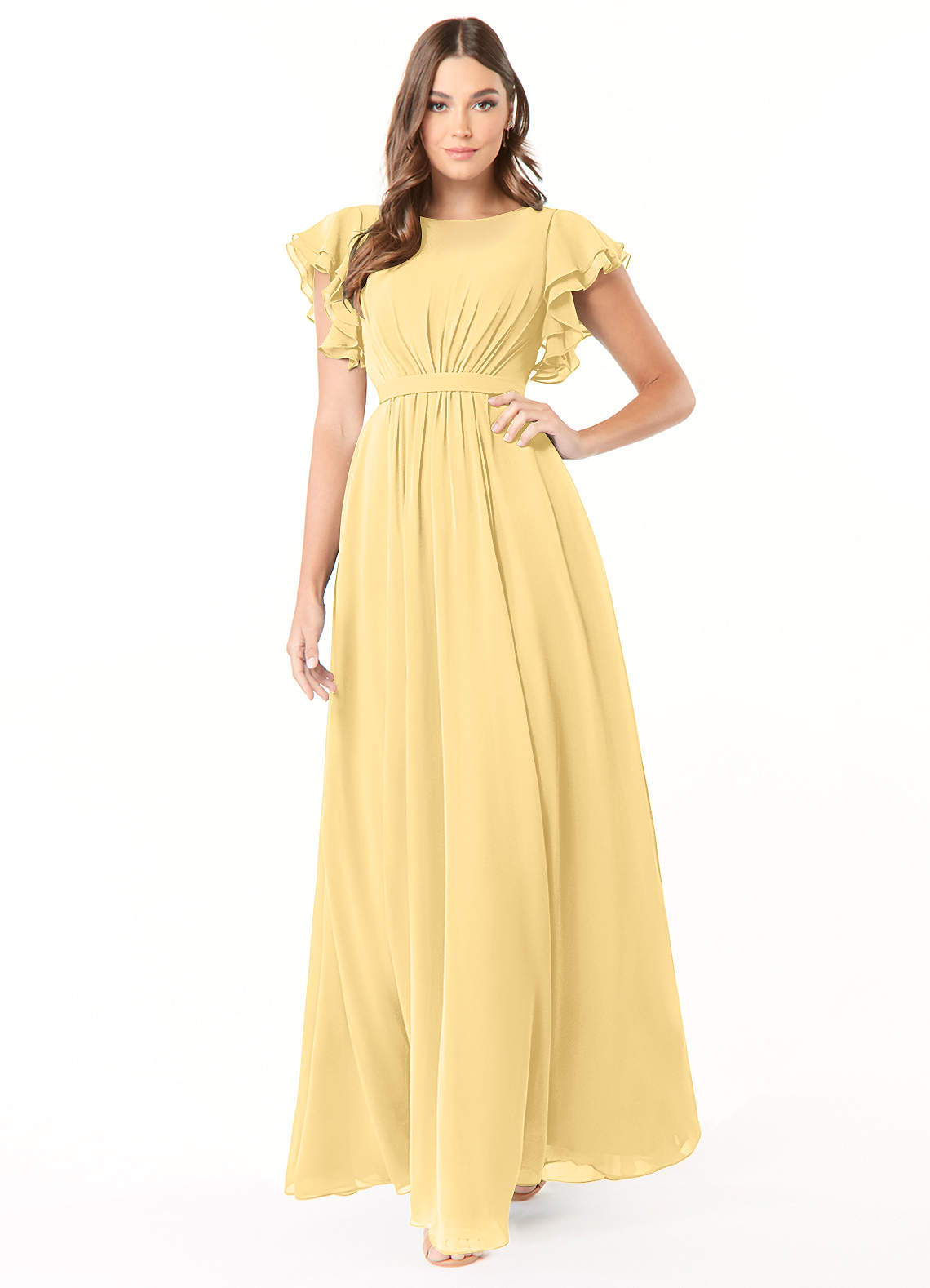 modest chiffon bridesmaid dresses Azazie Daphne