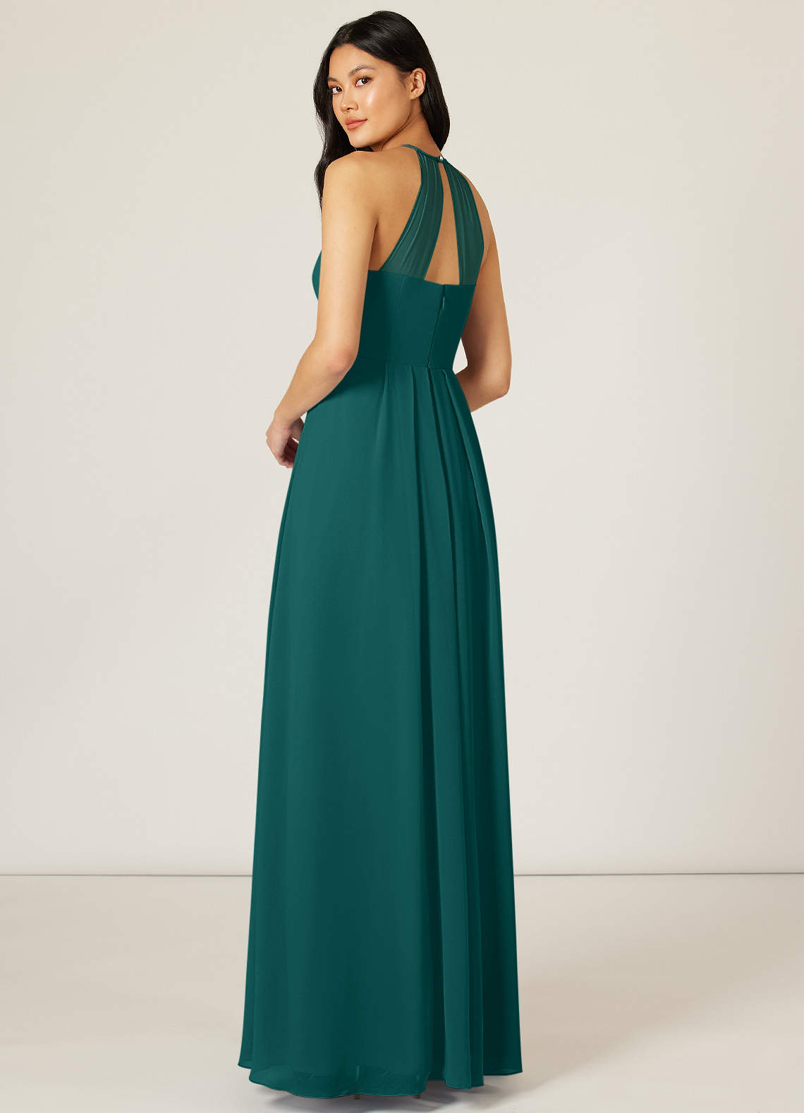 Azazie Sarah Ready to Ship Peacock Chiffon Bridesmaid Dresses