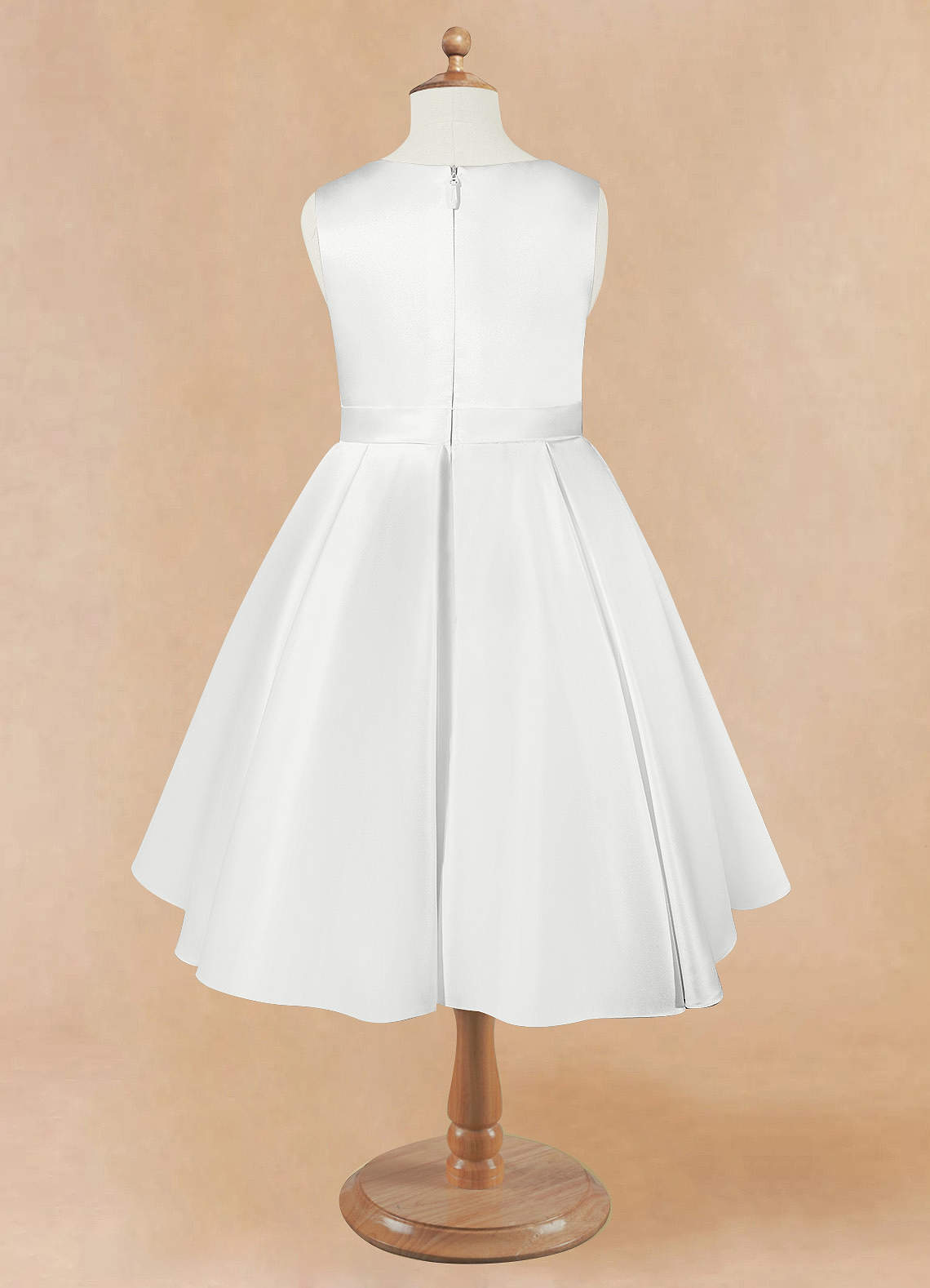 Azazie Coco Flower Girl Dresses Diamond White A-Line Bow Matte Satin Dress image3