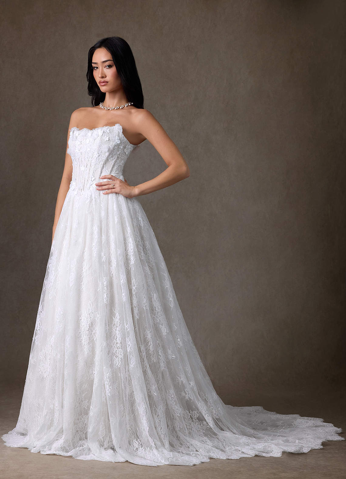 Azazie Vanessa Robes de mariée Robe Princesse en Dentelle Sans bretelles Blanc De Diamant image11
