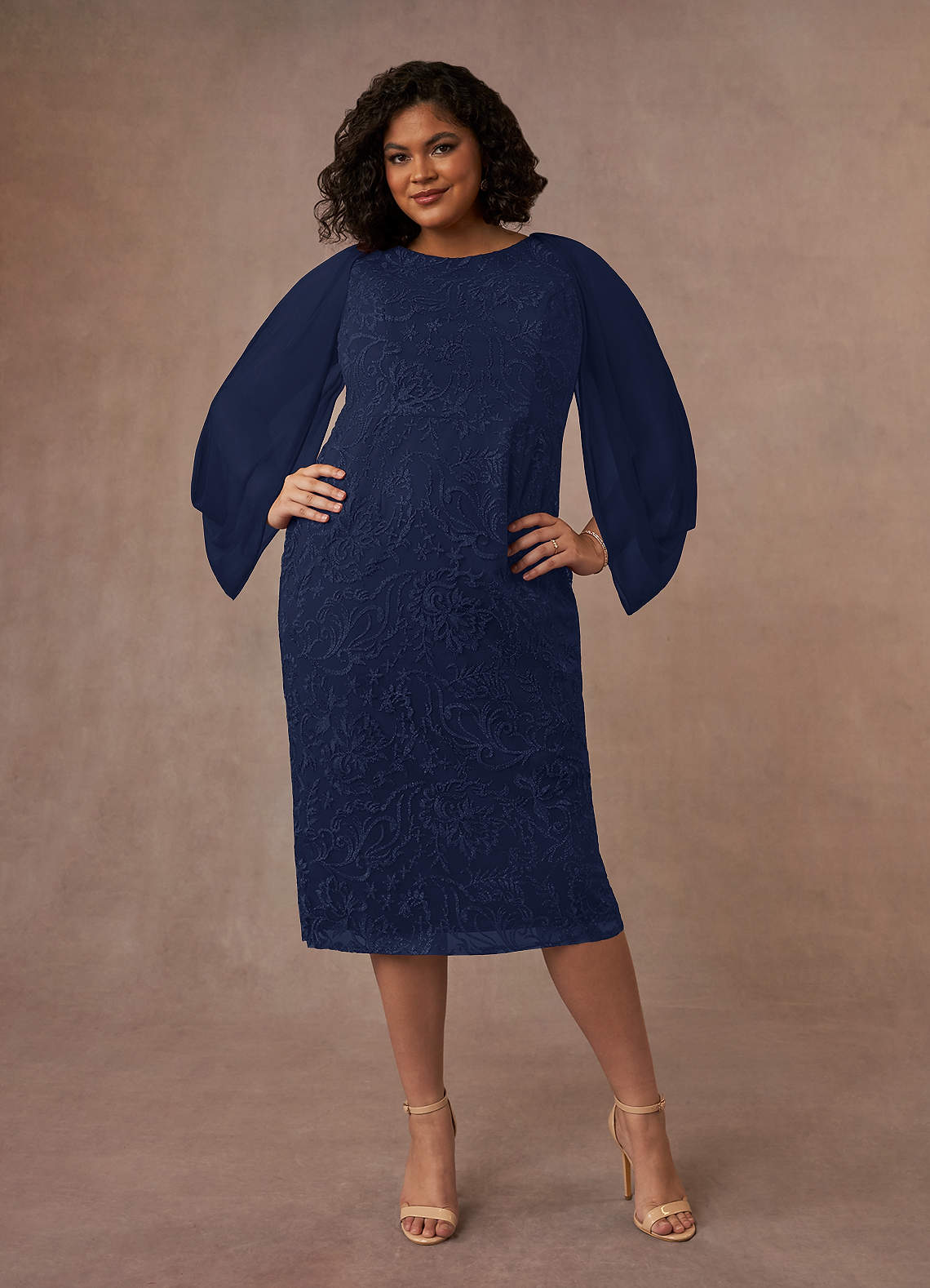 Azazie Mya Mother of the Bride Dresses Dark Navy Sheath Scoop lace Lace Dress image1