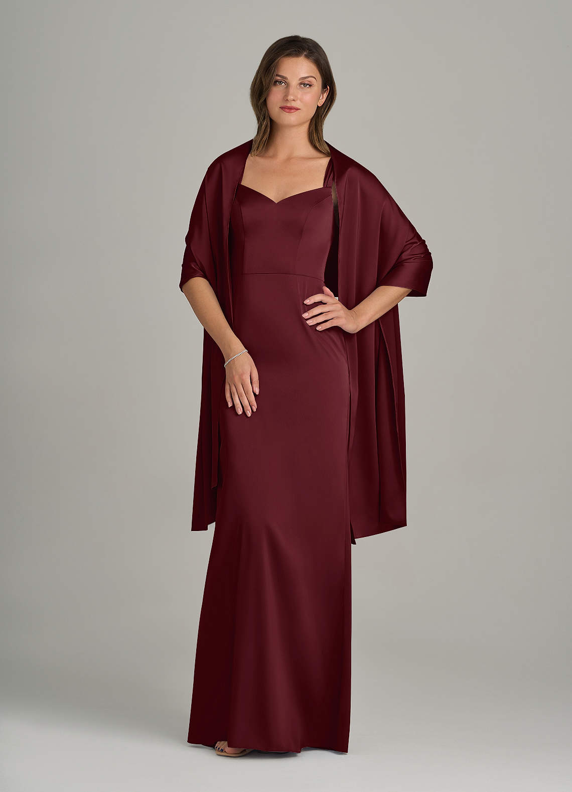 front Azazie Matching Color Stretch Satin Shawl