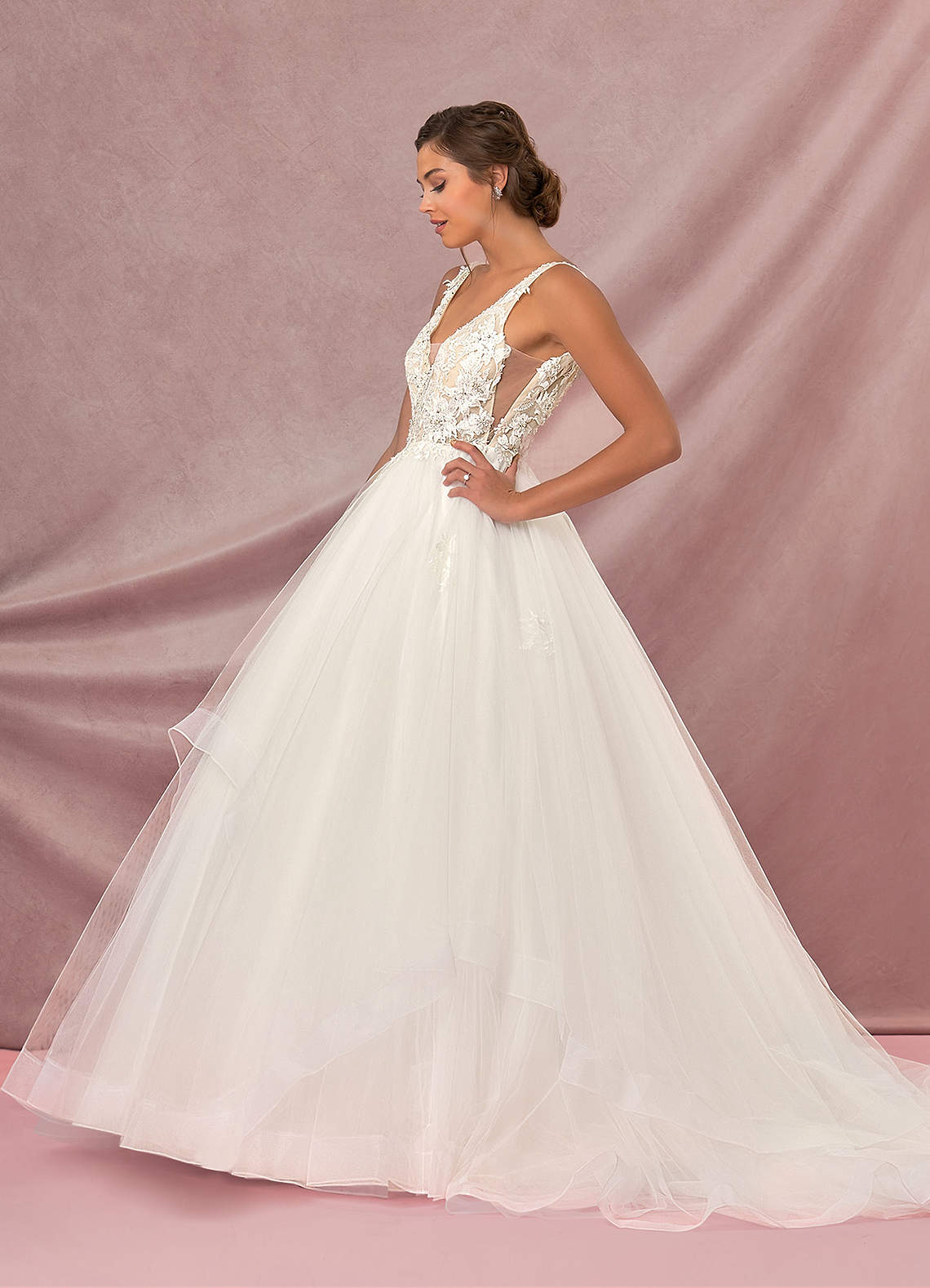 Azazie Toni Wedding Dresses Ball-Gown Sequins Tulle Chapel Train Dress image1