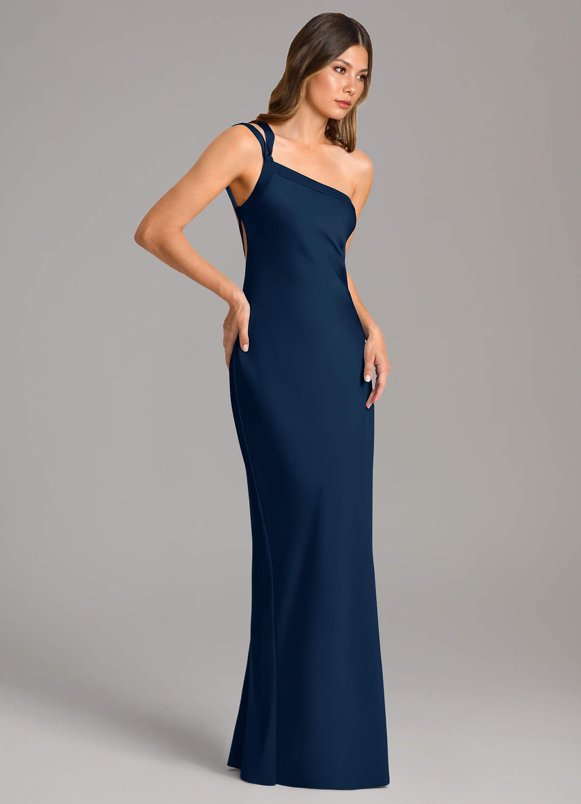 bridesmaid dresses square neckline Grey Sleeveless Chiffon Square Neck Cape Long Bridesmaid Dress