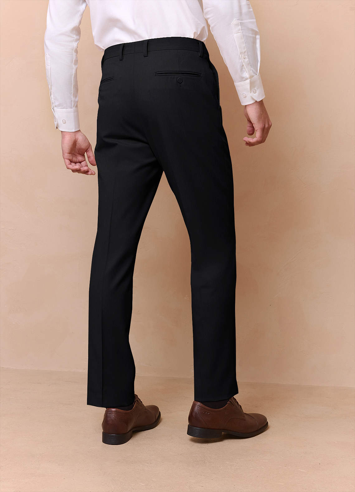 front Savile Czarny Spodnie wizytowe z mieszanki wełny