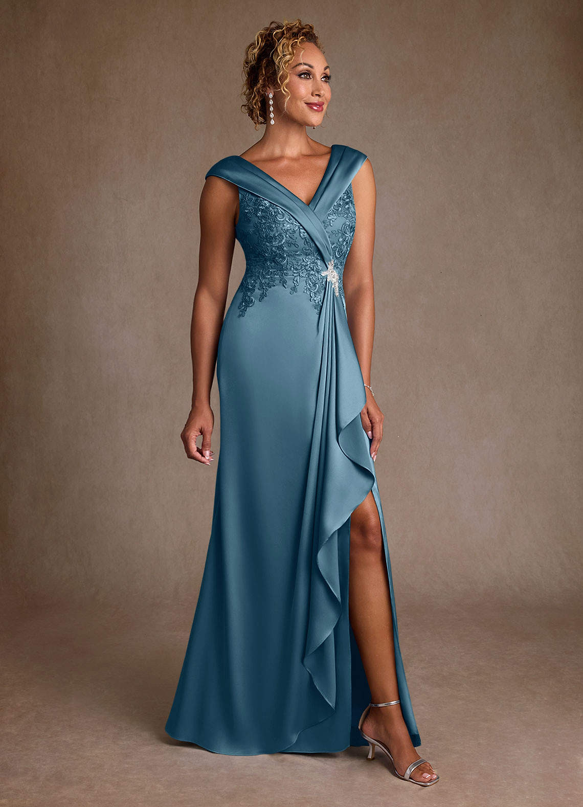 Azazie Santa Monica Mother of the Bride Dresses Bermuda A-Line Lace Dress image1